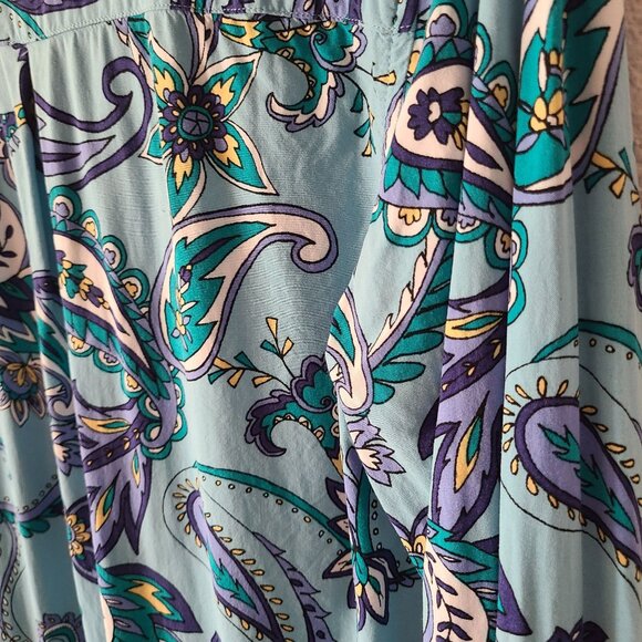 Talbots Petite US Sz P Paisley Print Long Sleeve Button Front Blouse *tiny flaw* - Picture 7 of 11